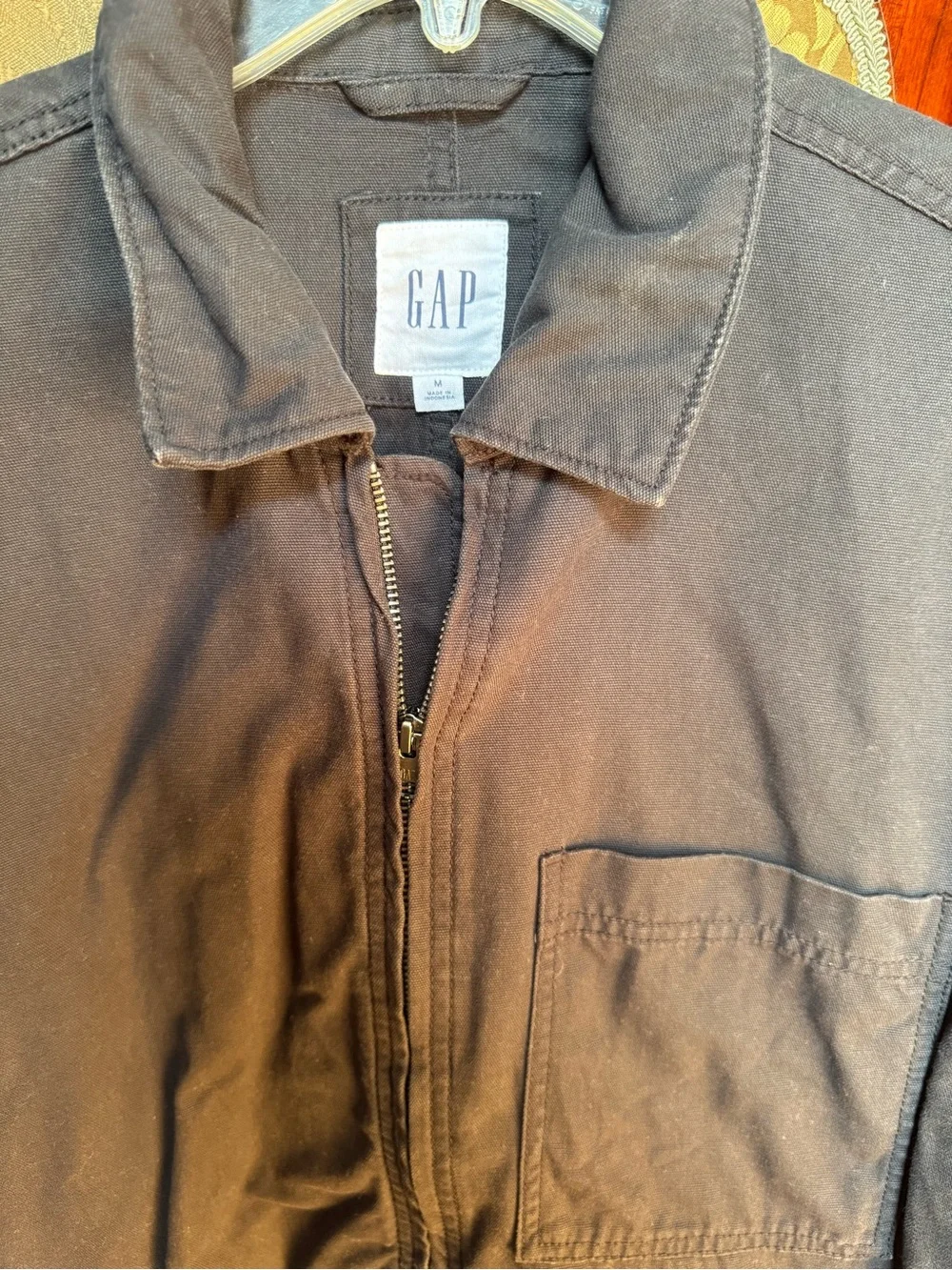GAP Men's Dark Brown Zip-Front Shirt Jacket